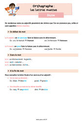 Les lettres muettes - Cours, Leçon d'orthographe : 7ème Harmos - PDF gratuit à imprimer