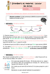 Calculer des durées - Cours, Leçon de grandeurs et mesures : 7ème Harmos - PDF gratuit à imprimer