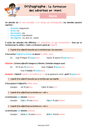 La formation des adverbes en - ment - Cours, Leçon d'orthographe : 7ème Harmos - PDF gratuit à imprimer