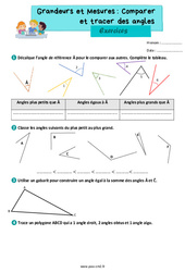 Comparer et tracer des angles - Exercices de grandeurs et mesures : 7ème Harmos - PDF à imprimer