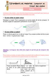 Comparer et tracer des angles - Cours, Leçon de grandeurs et mesures : 7ème Harmos - PDF gratuit à imprimer