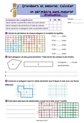 Calculer un périmètre (sans mesure) - Évaluation de grandeurs et mesures : 7ème Harmos - PDF à imprimer