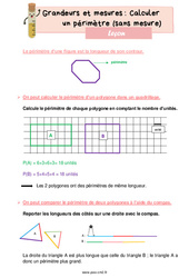 Calculer un périmètre (sans mesure) - Cours, Leçon de grandeurs et mesures : 7ème Harmos - PDF gratuit à imprimer