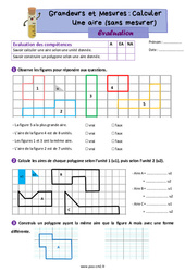 Calculer une aire (sans mesure) - Évaluation de grandeurs et mesures : 7ème Harmos - PDF à imprimer