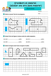 Calculer une aire (sans mesure) - Exercices de grandeurs et mesures : 7ème Harmos - PDF à imprimer