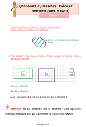 Calculer une aire (sans mesure) - Cours, Leçon de grandeurs et mesures : 7ème Harmos - PDF à imprimer