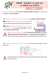 Multiplier un entier par un nombre à un chiffre - Cours, Leçon de calcul : 7ème Harmos - PDF gratuit à imprimer