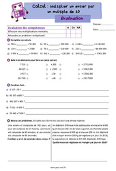 Multiplier par un multiple de 10 (10, 100, 1 000, …, 20, 200, …, 30, 300, …) - Évaluation de calcul : 7ème Harmos - PDF à imprimer