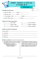 Multiplier par un multiple de 10 (10, 100, 1 000, …, 20, 200, …, 30, 300, …) - Exercices de calcul : 7ème Harmos - PDF à imprimer