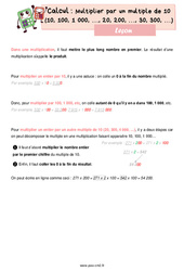 Multiplier par un multiple de 10 (10, 100, 1 000, …, 20, 200, …, 30, 300, …) - Cours, Leçon de calcul : 7ème Harmos - PDF gratuit à imprimer