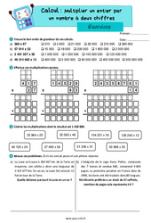 Multiplier un entier par un nombre à deux chiffres - Exercices de calcul : 7ème Harmos - PDF à imprimer