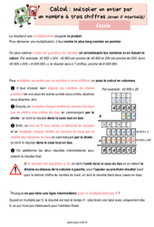 Multiplier un entier par un nombre à trois chiffres (avec 0 intercalé) - Cours, Leçon de calcul : 7ème Harmos - PDF gratuit à imprimer