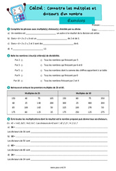 Connaitre les multiples et diviseurs d'un nombre - Exercices de calcul : 7ème Harmos - PDF à imprimer