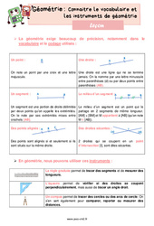 Connaitre le vocabulaire et les instruments de géométrie - Cours, Leçon de géométrie : 7ème Harmos - PDF gratuit à imprimer