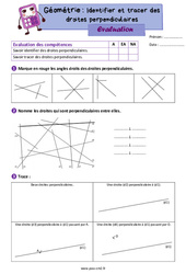 Identifier et tracer des droites perpendiculaires - Évaluation de géométrie : 7ème Harmos - PDF à imprimer