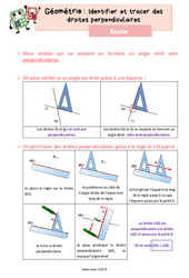 Identifier et tracer des droites perpendiculaires - Cours, Leçon de géométrie : 7ème Harmos - PDF gratuit à imprimer