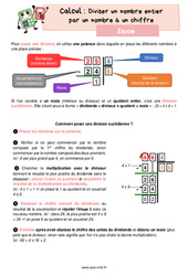 Diviser un nombre entier par un nombre à un chiffre - Cours, Leçon de calcul : 7ème Harmos - PDF gratuit à imprimer