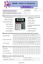 Utiliser la calculatrice - Évaluation de calcul : 7ème Harmos - PDF à imprimer