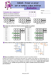 Diviser un nombre entier par un nombre à deux chiffres - Évaluation de calcul : 7ème Harmos - PDF à imprimer