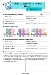 Additionner des nombres décimaux - Exercices de calcul : 7ème Harmos - PDF à imprimer