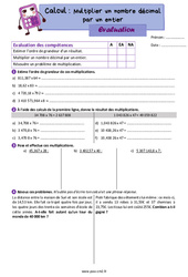 Multiplier un nombre décimal par un entier - Évaluation de calcul : 7ème Harmos - PDF à imprimer