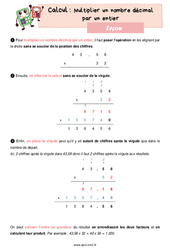 Multiplier un nombre décimal par un entier - Cours, Leçon de calcul : 7ème Harmos - PDF gratuit à imprimer