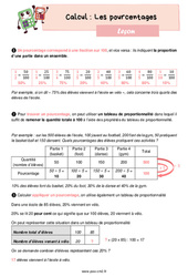 Les pourcentages - Cours, Leçon de calcul : 7ème Harmos - PDF gratuit à imprimer