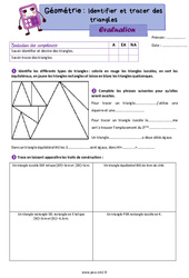 Identifier et décrire des triangles - Évaluation de géométrie : 7ème Harmos - PDF à imprimer