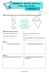 Identifier et décrire des triangles - Exercices de géométrie : 7ème Harmos - PDF à imprimer