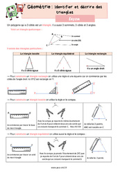 Identifier et décrire des triangles - Cours, Leçon de géométrie : 7ème Harmos - PDF gratuit à imprimer