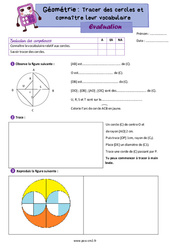 Tracer des cercles et connaître leur vocabulaire - Évaluation de géométrie : 7ème Harmos - PDF à imprimer