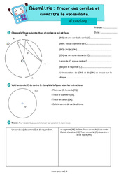 Tracer des cercles et connaître leur vocabulaire - Exercices de géométrie : 7ème Harmos - PDF à imprimer