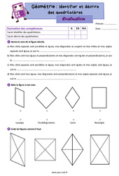 Identifier et décrire des quadrilatères - Évaluation de géométrie : 7ème Harmos - PDF à imprimer