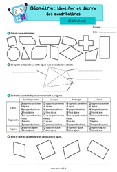 Identifier et décrire des quadrilatères - Exercices de géométrie : 7ème Harmos - PDF à imprimer