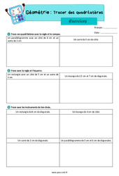 Tracer des quadrilatères - Exercices de géométrie : 7ème Harmos - PDF à imprimer