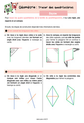 Tracer des quadrilatères - Cours, Leçon de géométrie : 7ème Harmos - PDF gratuit à imprimer