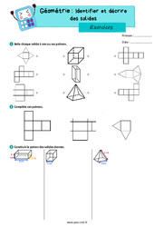 Identifier et construire des patrons de solides - Exercices de géométrie : 7ème Harmos - PDF à imprimer