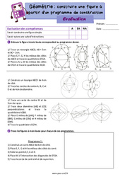 Construire à partir d'un programme - Évaluation de géométrie : 7ème Harmos - PDF à imprimer
