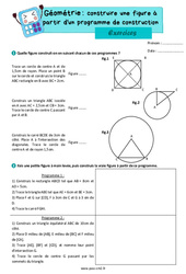 Construire à partir d'un programme - Exercices de géométrie : 7ème Harmos - PDF à imprimer
