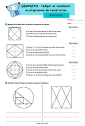 Écrire un programme de construction - Exercices de géométrie : 7ème Harmos - PDF à imprimer