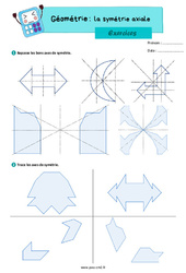 Symétrie axiale - Exercices de géométrie : 7ème Harmos - PDF à imprimer