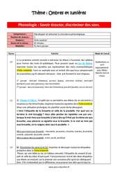 Phonologie - Ombres et lumières - Séquence complète : 1ère Harmos - PDF à imprimer