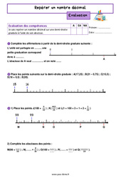 Repérer un nombre décimal - Évaluation, bilan -  avec la correction : 8ème Harmos - PDF à imprimer