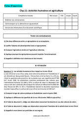 Exercice Activités humaines et agriculture - Exercices corrigés : 10ème Harmos - PDF à imprimer