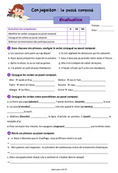 Le passé composé - Évaluation de conjugaison : 6ème Harmos - PDF à imprimer