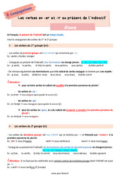 Les verbes en er et les verbes en ir au présent - Cours de conjugaison pour la  : 8ème Harmos - PDF à imprimer