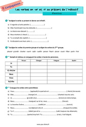 Les verbes en er et les verbes en ir au présent - Exercices de conjugaison pour la  : 8ème Harmos - PDF à imprimer