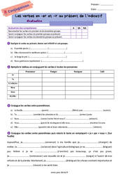 Les verbes en er et les verbes en ir au présent - Évaluation de conjugaison pour la  : 8ème Harmos - PDF à imprimer