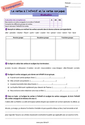 Le verbe à l'infinitif et le verbe conjugué - Évaluation de conjugaison pour la  : 8ème Harmos - PDF à imprimer