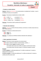 Nombres décimaux- Fiches Encadrer, intercaler et valeurs approchées - Cours de numération pour la  : 8ème Harmos - PDF à imprimer
